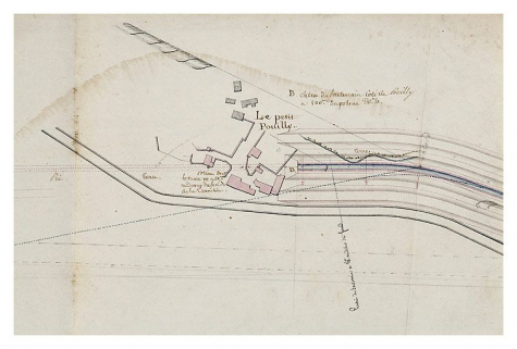 "Canal de Bourgogne. Plan général depuis Sainte-Marie". Souterrain et tranchée côté Pouilly. 1811. (Archives départementales de la Côte-d'Or, Dijon) © Région Bourgogne-Franche-Comté, Inventaire du patrimoine