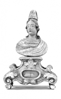 Sainte couronnée, buste droit. © Région Bourgogne-Franche-Comté, Inventaire du patrimoine