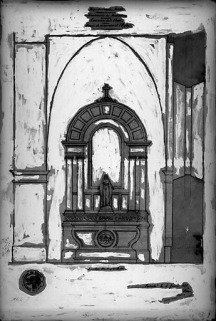 Projet pour un autel secondaire. Dessin, par l'architecte Pompée, 1881 © Région Bourgogne-Franche-Comté, Inventaire du patrimoine