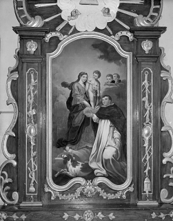 Autel-retable latéral droit : peinture du retable Donatien du Rosaire. © Région Bourgogne-Franche-Comté, Inventaire du patrimoine