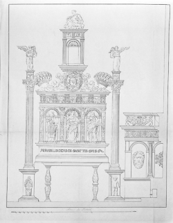 Haut du retable : projet de restauration. © Région Bourgogne-Franche-Comté, Inventaire du patrimoine