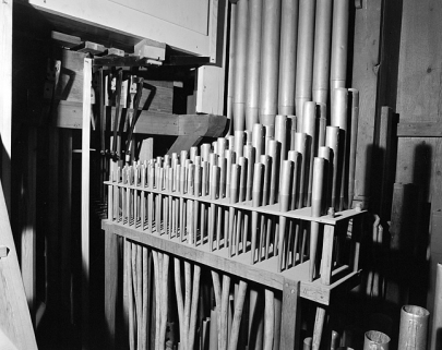 Tuyauterie du grand orgue, détail des tuyaux de cornet. © Région Bourgogne-Franche-Comté, Inventaire du patrimoine