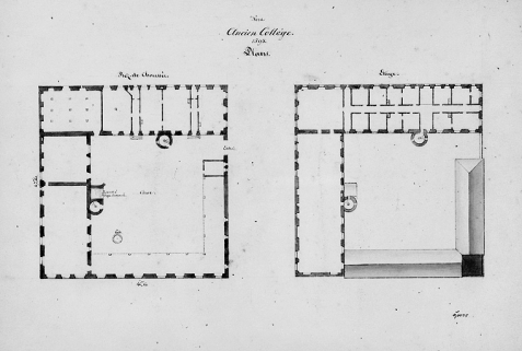 Ancien Collège. 1598. Plans : rez-de-chaussée, étage [Université], début 19e siècle. © Région Bourgogne-Franche-Comté, Inventaire du patrimoine