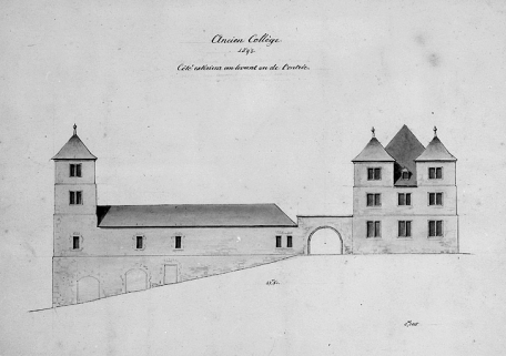 Ancien Collège. 1598. Côté extérieur au levant ou de l'entrée [Université], début 19e siècle. © Région Bourgogne-Franche-Comté, Inventaire du patrimoine