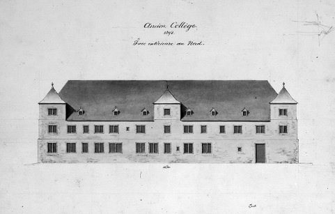 Ancien Collège. 1598. Face extérieure au nord [Université], début 19e siècle. © Région Bourgogne-Franche-Comté, Inventaire du patrimoine