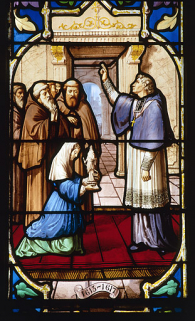 Détail de la bénédiction de la statue miraculeuse, 1613 © Région Bourgogne-Franche-Comté, Inventaire du patrimoine