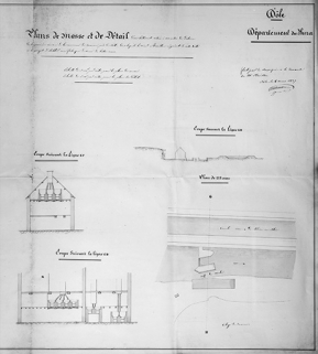 Plans de masse et de détail d'un bâtiment [...] dans lequel le sieur Révillon [...] a le projet d'établir une fabrique de sucre de bettes-raves. © Région Bourgogne-Franche-Comté, Inventaire du patrimoine