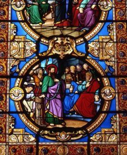 Un des 24 médaillons représentant la légende de saint Paul. © Région Bourgogne-Franche-Comté, Inventaire du patrimoine