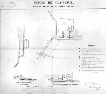 Plan de détail de la forge neuve. © Région Bourgogne-Franche-Comté, Inventaire du patrimoine