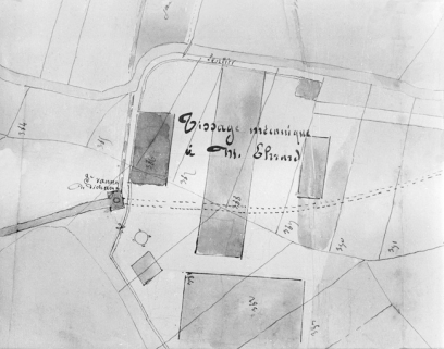 Demande de M. Winckler Joseph tendant à obtenir la réglementation de 2 barrages d'irrigation situés à Rougemont-le-Château, l'un lui appartenant et l'autre au sieur Victor Erhard. Plan des lieux. © Région Bourgogne-Franche-Comté, Inventaire du patrimoine