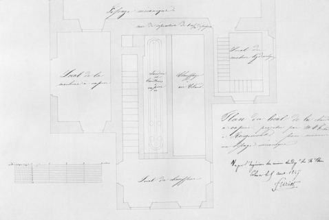 Plan du local de la chaudière à vapeur projetée par M. Erhard à Rougemont pour mouvoir un tissage mécanique. © Région Bourgogne-Franche-Comté, Inventaire du patrimoine