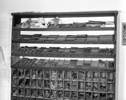 Partie supérieure du lingotier et interlignier. © Région Bourgogne-Franche-Comté, Inventaire du patrimoine