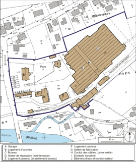 Plan-masse et de situation. Extrait du plan cadastral numérisé, 2008, section AC, échelle 1:1000 réduit à 1:1500. Source : Direction générale des Finances Publiques - Cadastre ; mise à jour : 2008. © Région Bourgogne-Franche-Comté, Inventaire du patrimoine