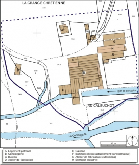 Plan-masse et de situation. Extrait du plan cadastral numérisé, 2008, section B, 1:1250. Source : Direction générale des Finances Publiques - Cadastre ; mise à jour : 2008. © Région Bourgogne-Franche-Comté, Inventaire du patrimoine