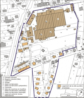 Plan-masse et de situation. Extrait du plan cadastral numérisé, 2008, section AH, 1:1000 réduit à 1:2000. Source : Direction générale des Finances Publiques - Cadastre ; mise à jour : 2008. © Région Bourgogne-Franche-Comté, Inventaire du patrimoine