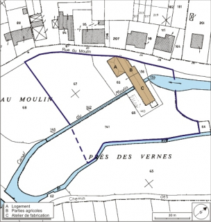 Plan-masse et de situation. Extrait du plan cadastral numérisé, 2008, section AC, 1:1000. Source : Direction générale des Finances Publiques - Cadastre ; mise à jour : 2008. © Région Bourgogne-Franche-Comté, Inventaire du patrimoine