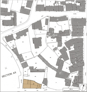 Plan-masse et de situation. Extrait du plan cadastral numérisé, 2008, section AP, 1:500 réduit à 1:1000. Source : Direction générale des Finances Publiques - Cadastre ; mise à jour : 2008. © Région Bourgogne-Franche-Comté, Inventaire du patrimoine