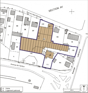 Plan-masse et de situation. Extrait du plan cadastral numérisé, 2008, section AZ, 1:1000. Source : Direction générale des Finances Publiques - Cadastre ; mise à jour : 2008. © Région Bourgogne-Franche-Comté, Inventaire du patrimoine