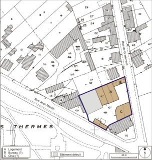 Plan-masse et de situation. Extrait du plan cadastral numérisé, 2008, section AK, 1:1000. Source : Direction générale des Finances Publiques - Cadastre ; mise à jour : 2008. © Région Bourgogne-Franche-Comté, Inventaire du patrimoine