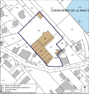 Plan-masse et de situation. Extrait du plan cadastral numérisé, 2008, section AL, 1:1000. Source : Direction générale des Finances Publiques - Cadastre ; mise à jour : 2008. © Région Bourgogne-Franche-Comté, Inventaire du patrimoine