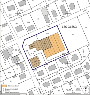 Plan-masse et de situation. Extrait du plan cadastral numérisé, 2008, section AH, 1:1000. Source : Direction générale des Finances Publiques - Cadastre ; mise à jour : 2008. © Région Bourgogne-Franche-Comté, Inventaire du patrimoine