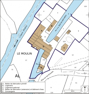 Plan-masse et de situation. Extrait du plan cadastral numérisé, 2008, section AL, 1:1000. Source : Direction générale des Finances Publiques - Cadastre ; mise à jour : 2008. © Région Bourgogne-Franche-Comté, Inventaire du patrimoine