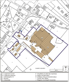 Plan-masse et de situation. Extrait du plan cadastral numérisé, 2008, section C, 1:1250 réduit à 1:2000. Source : Direction générale des Finances Publiques - Cadastre ; mise à jour : 2008. © Région Bourgogne-Franche-Comté, Inventaire du patrimoine