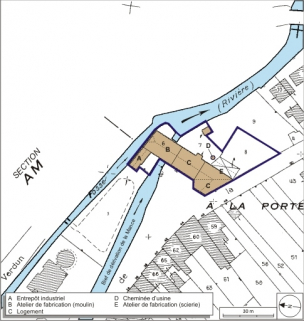 Plan-masse et de situation. Extrait du plan cadastral numérisé, 2008, section AK, 1:1000. Source : Direction générale des Finances Publiques - Cadastre ; mise à jour : 2008. © Région Bourgogne-Franche-Comté, Inventaire du patrimoine