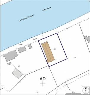 Plan-masse et de situation. Extrait du plan cadastral numérisé, 2008, section AD, 1:1000. Source : Direction générale des Finances Publiques - Cadastre ; mise à jour : 2008. © Région Bourgogne-Franche-Comté, Inventaire du patrimoine