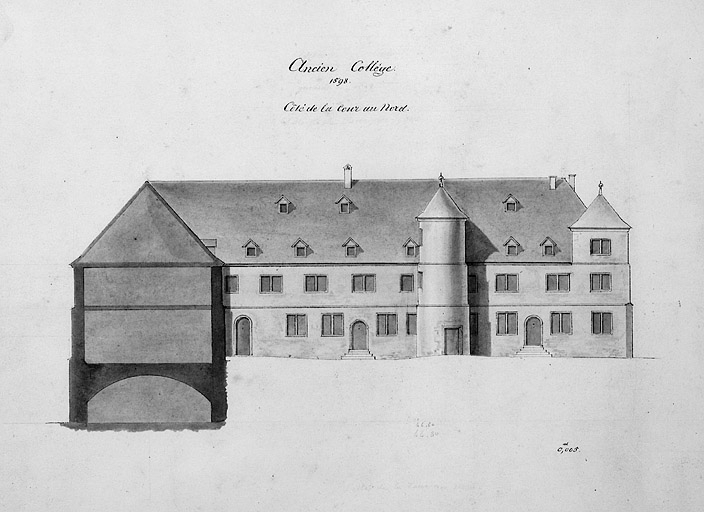 Ancien Collège. 1598. Côté de la cour au nord [Université], début 19e siècle. © Région Bourgogne-Franche-Comté, Inventaire du patrimoine