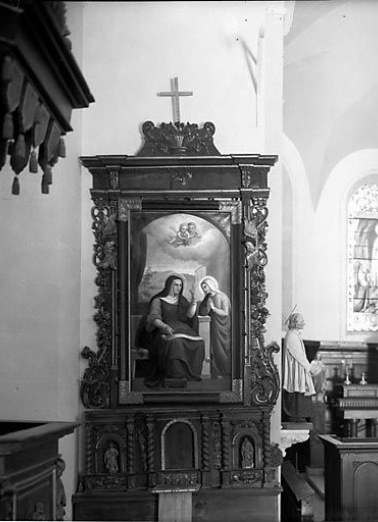 Vue du tableau du retable nord : Education de la Vierge. © Région Bourgogne-Franche-Comté, Inventaire du patrimoine