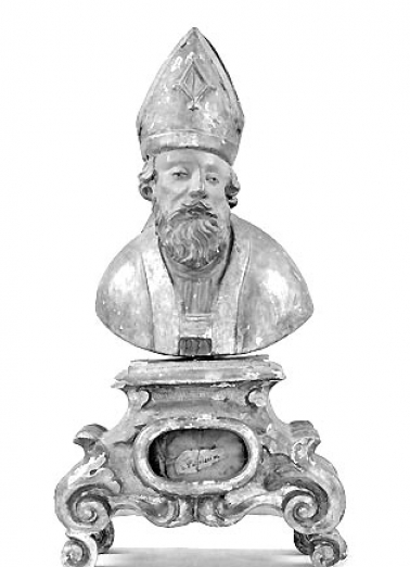 Saint évêque, buste gauche. © Région Bourgogne-Franche-Comté, Inventaire du patrimoine