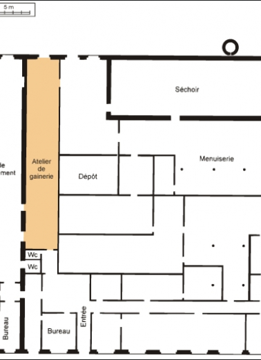 Plan de situation de l'atelier de gainerie. © Région Bourgogne-Franche-Comté, Inventaire du patrimoine