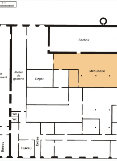 Plan de situation de l'atelier de menuiserie. © Région Bourgogne-Franche-Comté, Inventaire du patrimoine