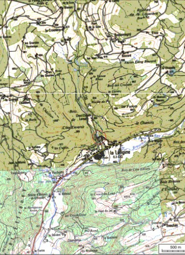 Carte de localisation. Carte topographique au 1:25000, I.G.N., Remiremont, 3519 OT. SCAN 25 © IGN - 2008, Licence n°2008CISE29-68. © Région Bourgogne-Franche-Comté, Inventaire du patrimoine