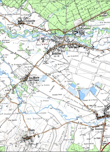 Carte de localisation. Carte topographique au 1:25000, I.G.N., Luxeuil-les-Bains, 3420 E. SCAN 25 © IGN - 2008, Licence n°2008CISE29-68. © Région Bourgogne-Franche-Comté, Inventaire du patrimoine