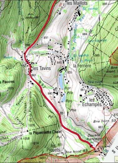 Carte de localisation. Extrait de la carte IGN, échelle 1/12 500 ; SCAN 25 (c) IGN - 2008, Licence n° 2008CISE29-68. © Région Bourgogne-Franche-Comté, Inventaire du patrimoine ; SCAN 25  IGN - 2008, Licence n° 2008CISE29-68