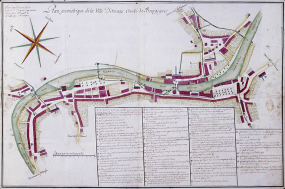 Plan géométrique de la Ville d'Ornans. Comté de Bourgogne, 1758. © Région Bourgogne-Franche-Comté, Inventaire du patrimoine