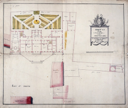 Projet et plan de l'hôtel de Ville [...] Plan du rez-de-chaussée, 1775. © Région Bourgogne-Franche-Comté, Inventaire du patrimoine