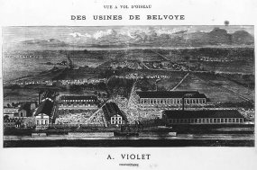 Vue à vol d'oiseau des usines de Belvoye. A. Violet propriétaire. © Région Bourgogne-Franche-Comté, Inventaire du patrimoine
