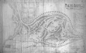 Plans des jardins et bâtiments d'habitations projetés à Siam appartenant à Mr Jobez. © Région Bourgogne-Franche-Comté, Inventaire du patrimoine
