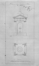 Fontaine pour la Grande Place de Morez [plan et élévation], vers 1836. © Région Bourgogne-Franche-Comté, Inventaire du patrimoine