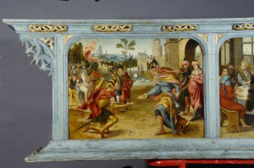 Panneau gauche de la prédelle : la rencontre d'Abraham et de Mélchisedech (après restauration). © Région Bourgogne-Franche-Comté, Inventaire du patrimoine