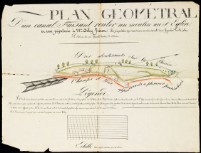 Plan géométral d'un canal faisant rouler un moulin et une papeterie à M. Déloy frères. © Région Bourgogne-Franche-Comté, Inventaire du patrimoine