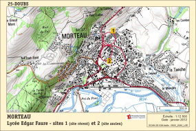 Carte de localisation. Carte topographique, IGN, 2012, dalle 0920-2240-L2E, échelle 1:25 000 agrandie à 1:12 500. © Région Bourgogne-Franche-Comté, Inventaire du patrimoine