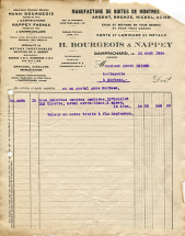 Papier à en-tête de la Manufacture de Boîtes de Montres H. Bourgeois & Nappey, 21 août 1924. © Région Bourgogne-Franche-Comté, Inventaire du patrimoine