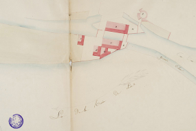 Plan des usines, cours d'eau et dépendances de M. le général Lepin à Quingey, 1822. © Région Bourgogne-Franche-Comté, Inventaire du patrimoine