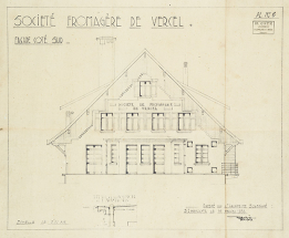 Société fromagère de Vercel. Façade côté sud, 1938. © Région Bourgogne-Franche-Comté, Inventaire du patrimoine