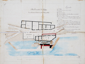 Plan du moulin de Laissey, s.d. [vers 1830]. © Région Bourgogne-Franche-Comté, Inventaire du patrimoine