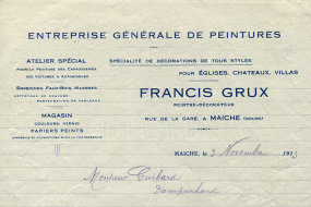 Papier à en-tête de Francis Grux, 3 novembre 1913. © Région Bourgogne-Franche-Comté, Inventaire du patrimoine
